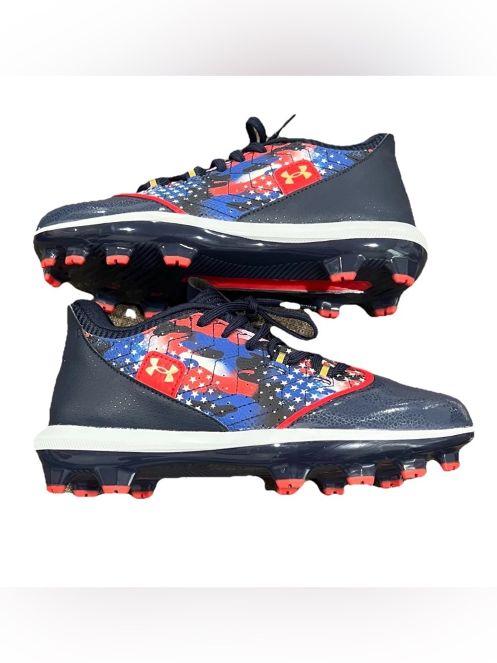 Under Armour Kids Navy Red Blue Athletic Cleats